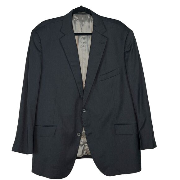 J Hilburn Blazer Jacket Mens US 50R Charcoal Gray Wool Classic Fit Surgeons Cuff - Picture 1 of 9